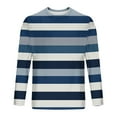 thumbnail image 5 of Zylanna Men's T-Shirts Tee, Striped Stretchy Long Sleeve Crew Neck Casual Tops for Man Navy, 5 of 5