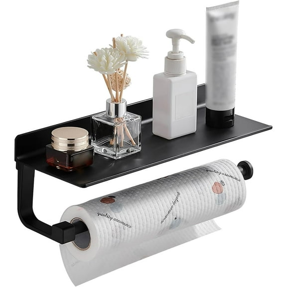 Paper Towel Holder,Paper Towel Holder Wall Mount,Under Cabinet Paper Towel Holder Suitable For Bathrooms/Kitchens, Condiments, Paper Towels, Paper Towel Holder With Shelf
