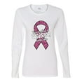 thumbnail image 2 of Wild Bobby This is What a Warrior Looks Like Ribbon Pink USA Flag Sleeve Breast Cancer Awareness Women Graphic Long Sleeve T-Shirt, White, Large, 2 of 6