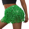 thumbnail image 2 of Jupe Ventre pour Femmes Jupe Mini à Franges Pailletées avec Sangles de Taille Réglables pour Danse Performance Rave Party, 2 of 8