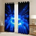 thumbnail image 2 of Erosebridal Geometric Buffalo Curtains for Living Room,Black Blue 30%-50% Blackout Curtains Set of 2 (38x45),Futuristic Cubes Curtains and Drapes (38x45),Plaid Room Decoration, 2 of 6
