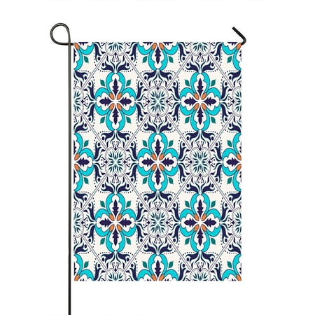 ABPHQTO Pattern Portuguese Tiles Azulejo Moroccan Home Outdoor Garden Flag House Banner Size 28x40 Inch