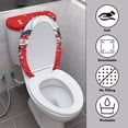 thumbnail image 3 of HELLHERO Christmas Penguin Polyester Fabric Toilet Covers Set Bathroom Toilet Cover Set Elastic Edge Adjustable Stretch Reusable Fits All Toilet Shapes, 3 of 8