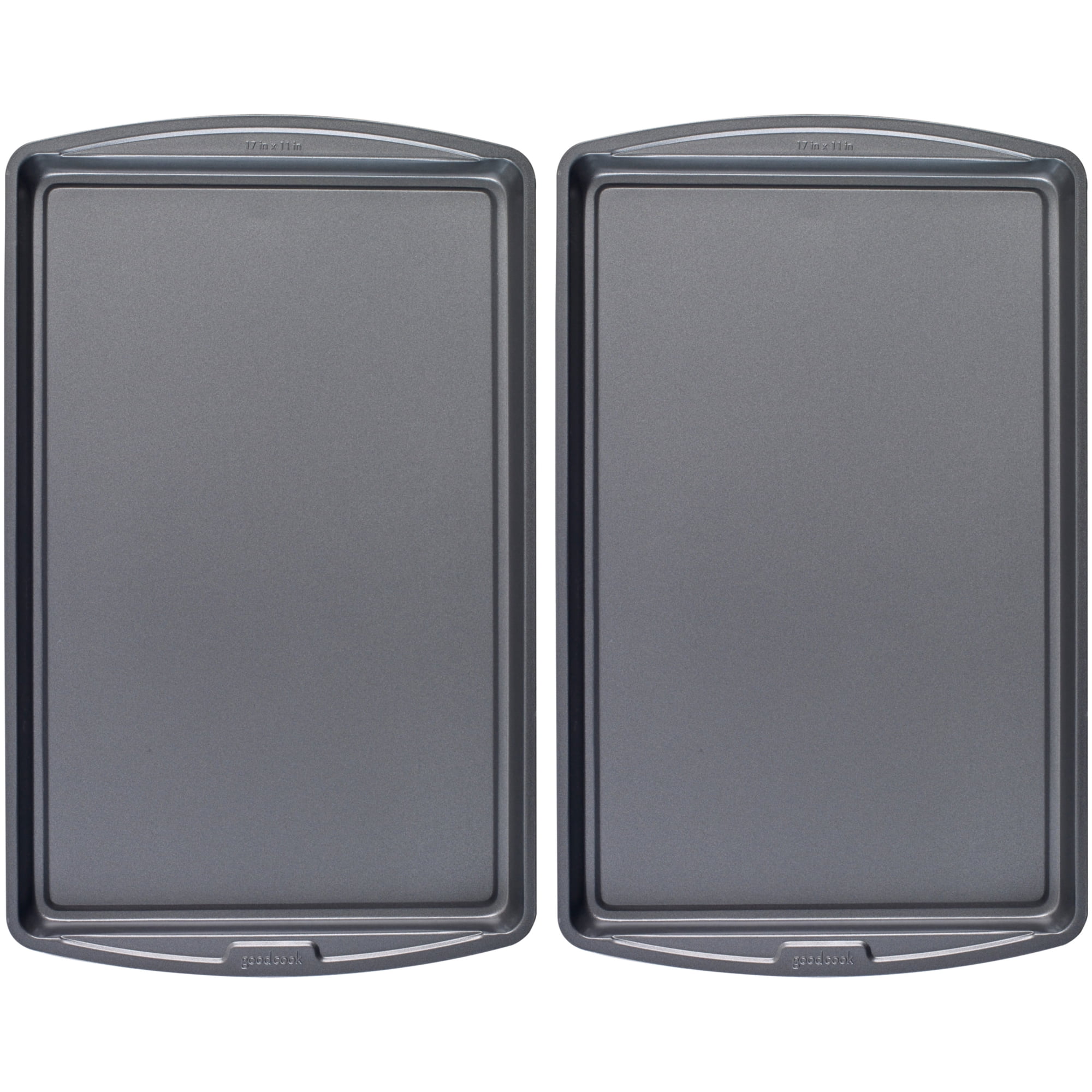 GoodCook Set of 2 Large 17" x 11" Nonstick Steel Multipurpose Cookie Sheets, Gray