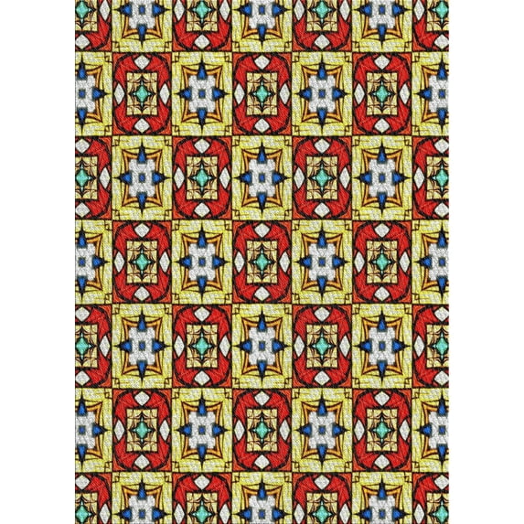 Ahgly Company Machine Washable Indoor Rectangle Transitional Vermilion Red Area Rugs, 7' x 10'