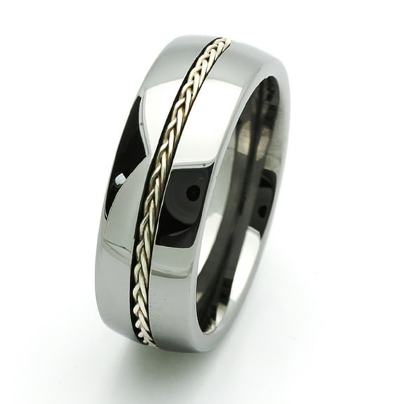 Men Women Tungsten Carbide Wedding Band Ring 8mm Comfort Fit Braided Silver Inlay Tungsten Ring