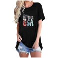 thumbnail image 1 of Tops Cortos para Mujeres Bandera de Moda Impresa Cuello Redondo, Camiseta de Manga 3/4 para Uso Diario, Casero Y Cómodo, 1 of 4