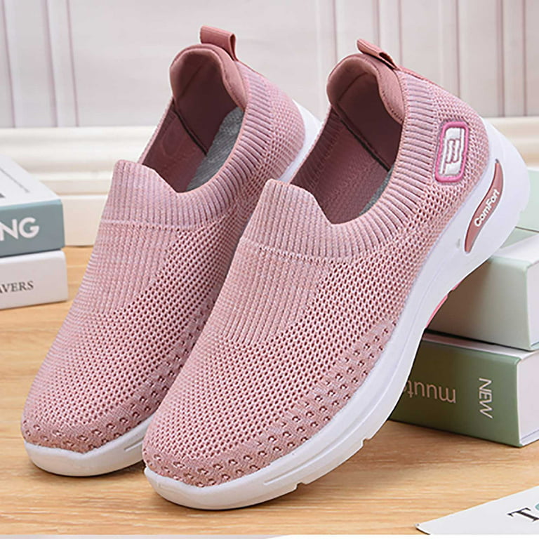 EQWLJWE 2022 Spring Autumn Sneakers Fashion Women Shoe Soft-soled  Comfortable Flying Woven Casual Ladies Shoes Deals Discount Clearance