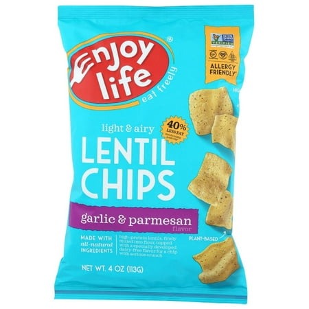 Enjoy Life Plentils Garlic & Parmesan Pizza Lentil Chips, 4 oz, (Pack of 12)