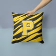 thumbnail image 2 of Letter P Initial Tiger Stripe - Black Gold  Fabric Decorative Pillow, 2 of 4