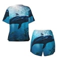 thumbnail image 5 of Picia Ocean Dolphin Fish School Pajamas Sets for Women Soft Short-Sleeved Pjs with Lounge Shorts Two Piece Sleepwear-3X-Large, 5 of 9