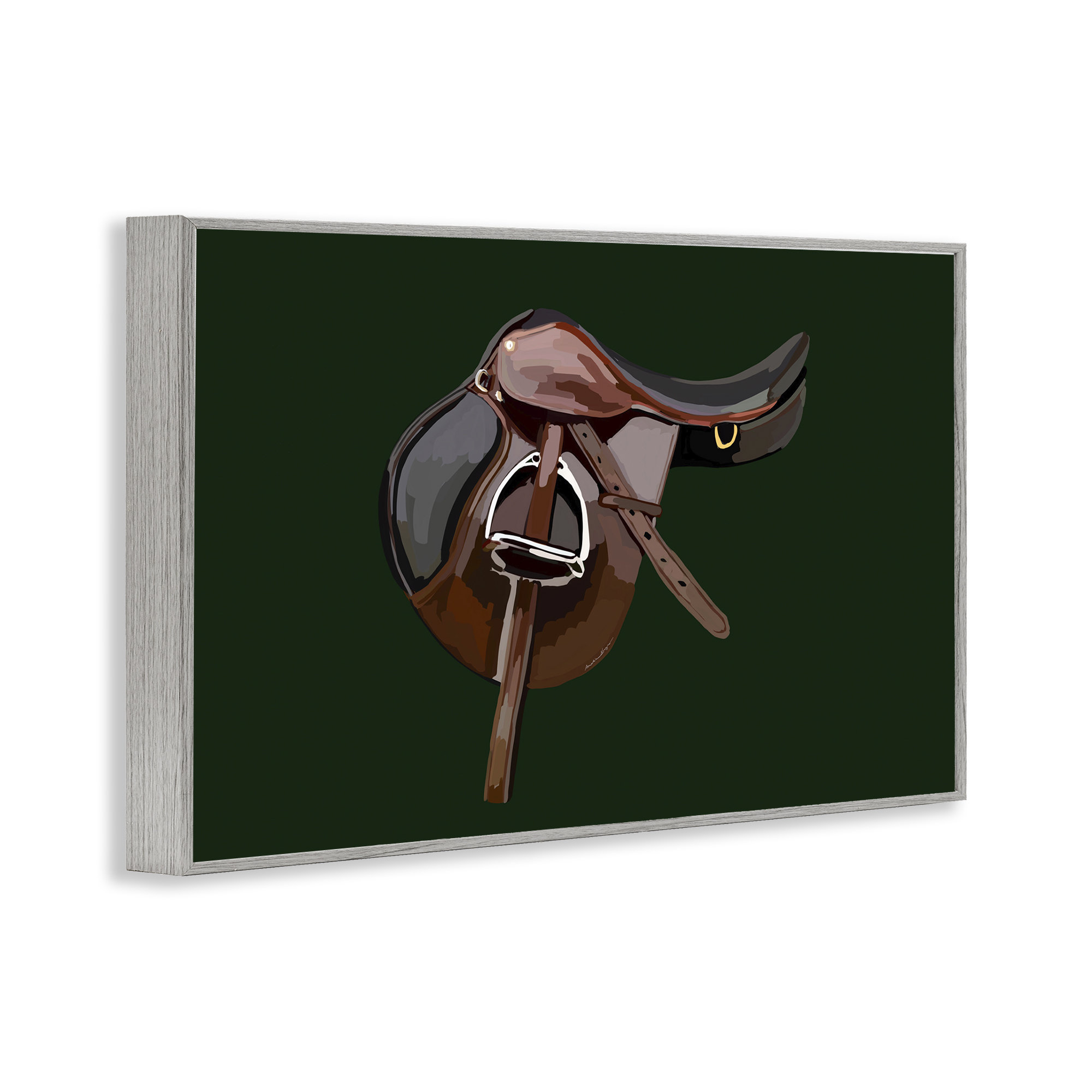 Stupell Industries Western Horse Saddle Abstract Painting Gray Framed Art Print Wall Art, 18 x 12