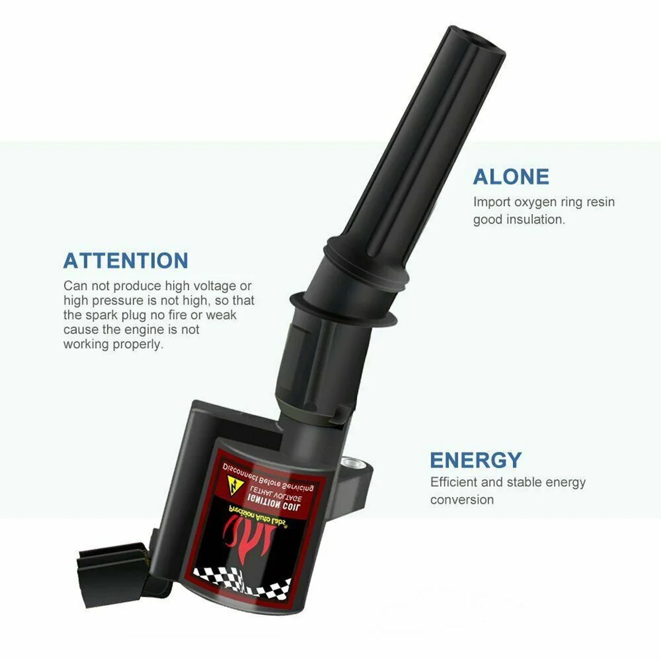 8 Pcs DG508 Ignition Coils and Spark Plugs Compatible with Ford F150 Lincoln 4.6L 5.4L V8, Black