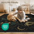 thumbnail image 4 of ODIKA 5'x7' Washable Area Rug Easy Care, Non-Shedding, Pet Friendly, Dark Teal Gold Gothic Nightscape Mystical Crow and Moonlit Castle Design for Small Living Room, Bedroom, 4 of 7