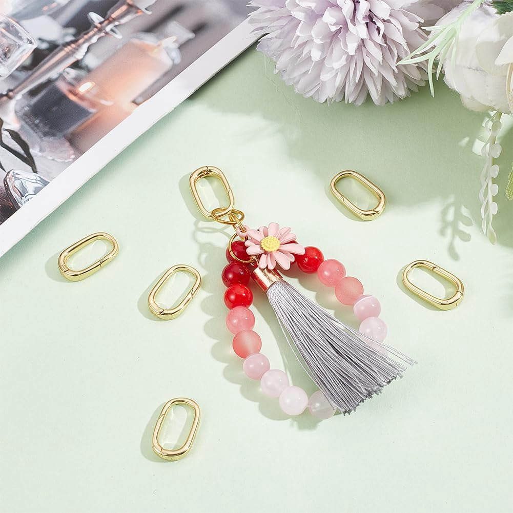 1 Box 6Pcs Spring O Rings 0.77 inch 18K Gold Plated Brass Trigger