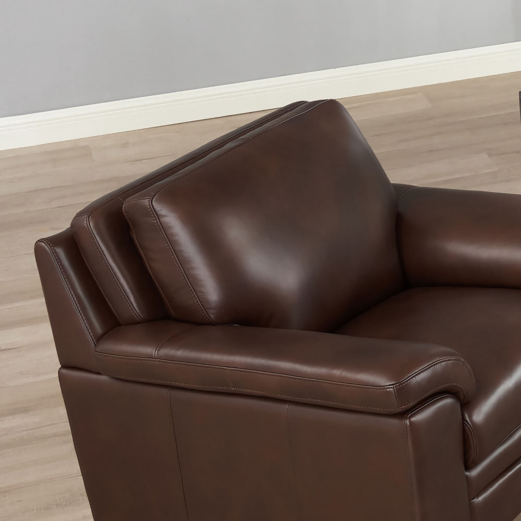 Hydeline Magnum Top Grain Leather Chair Chestnut Brown with Tapered Legs Memory Foam and Springs Seating