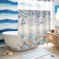 thumbnail image 5 of No Hook Shower Curtain, Blue Beige Coastal Shower Curtains for Bathroom with See Through Top Window, Beach Starfish Summer Eucalyptus Vintage Waterproof & Washable Bath Curtain Stall 48"x72", 5 of 9