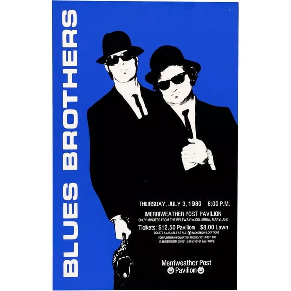 1980 THE BLUES BROTHERS CONCERT POSTER WALL ART PRINT IN JOHN BELUSHI 11 x 17 Inch Poster