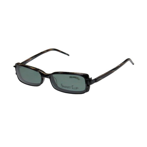 NEW SMARTCLIP 919 MENS/WOMENS DESIGNER FULL-RIM BLACK / HORN CLASSIC DESIGN POLARIZED CLIP-ON LENSES FRAME DEMO LENSES 50-16-135 SUNGLASS LENS CLIP-ONS FLEXIBLE HINGES EYEGLASSES/EYEGLASS FRAME