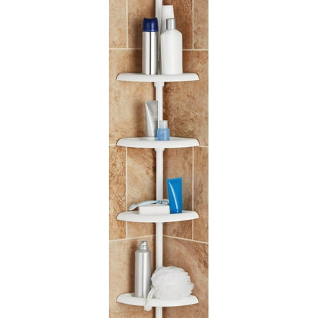 Mainstays Tension Pole Shower Caddy, White (Best Corner Shower Units)