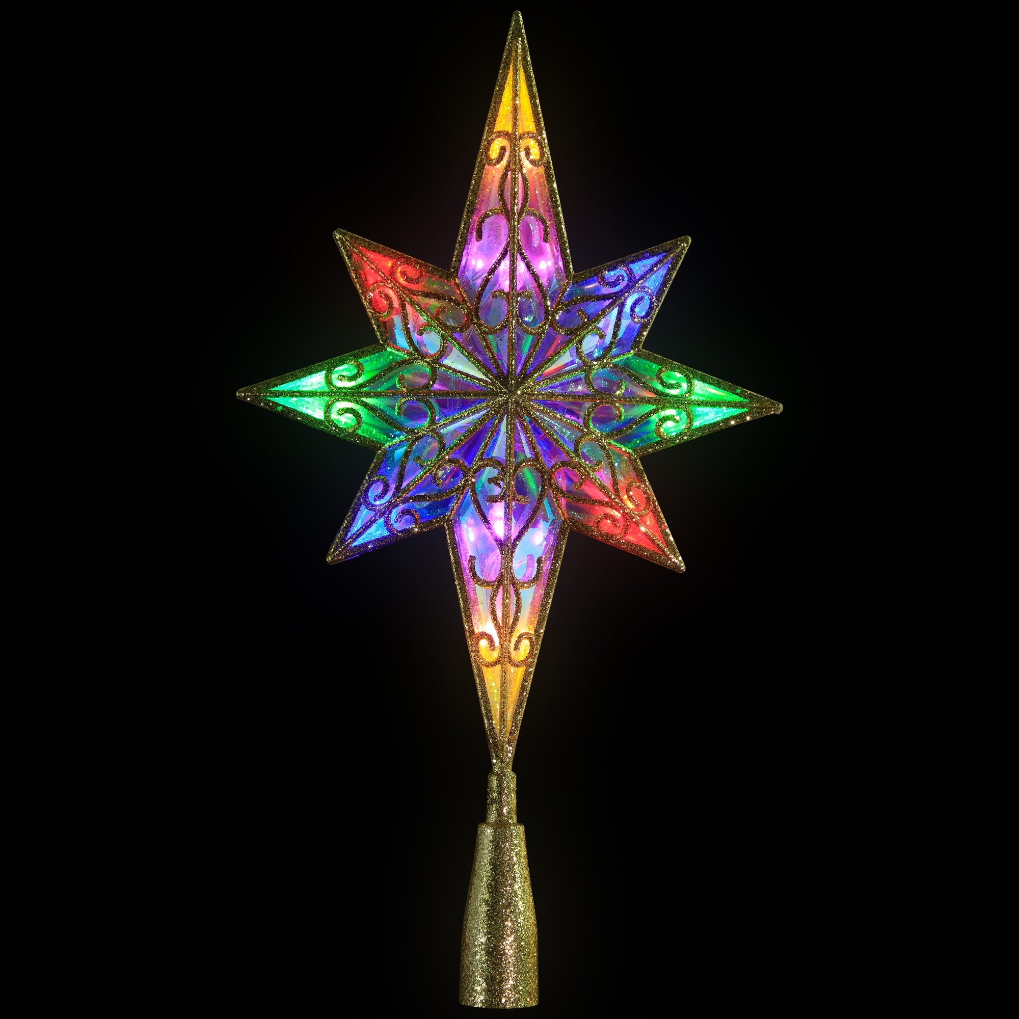 Northlight LED Glitter Star of Bethlehem Christmas Tree Topper - 14.5" - Gold - Multi Lights
