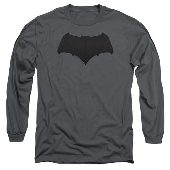 Justice League Movie Batman Logo Long Sleeve Adult 18/1 T-Shirt Charcoal