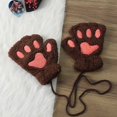 thumbnail image 4 of Daolelai Cat Claw Gloves Plush Half Finger Bear Paw Fingerless Gloves Cute Women Thick Velvet Halter Gloves Cartoon Warm Gloves, 4 of 6
