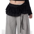 thumbnail image 5 of Vjnyvs Women Lace Mini Skirt Balletcore Short Flowy Layered Ruffle Skirts Y2k Elastic High Waist Butt Curtain for Women, 5 of 7