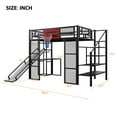 thumbnail image 4 of Euroco Full Size Loft Bed with Desk and Storage Staircase, Metal Bed with Basketball Hoop and Clothes Hanger for Kids Teens, Black, 4 of 11