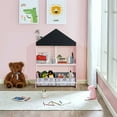 thumbnail image 3 of LuxenHome Children's Multi-Functional House Bookcase Toy Storage Bin Floor Cabinet with Blackboard, Pink, 3 of 6