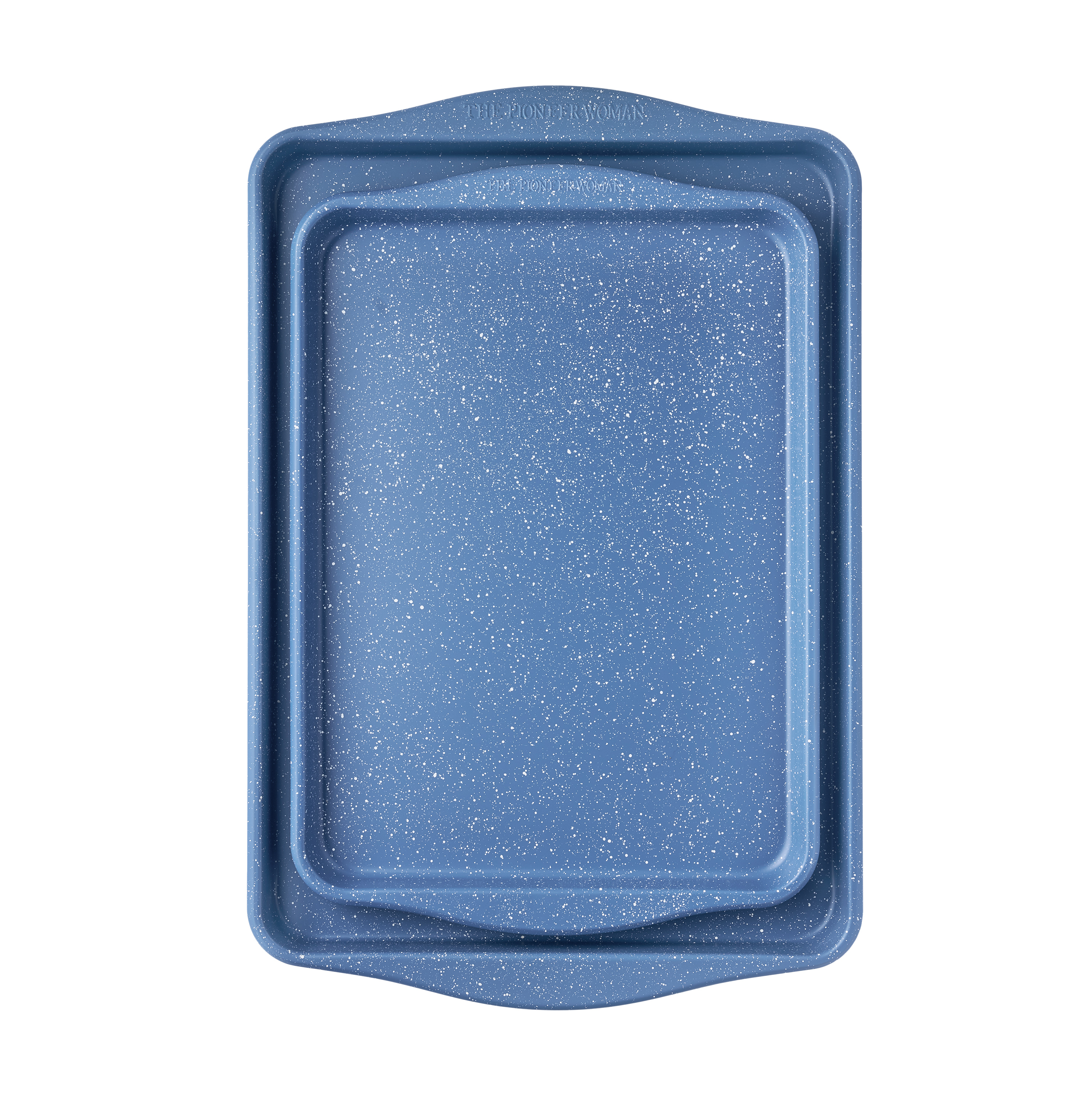 Pioneer Woman Nonstick Cookie Sheet Set, Blue Speckle, 2-Piece