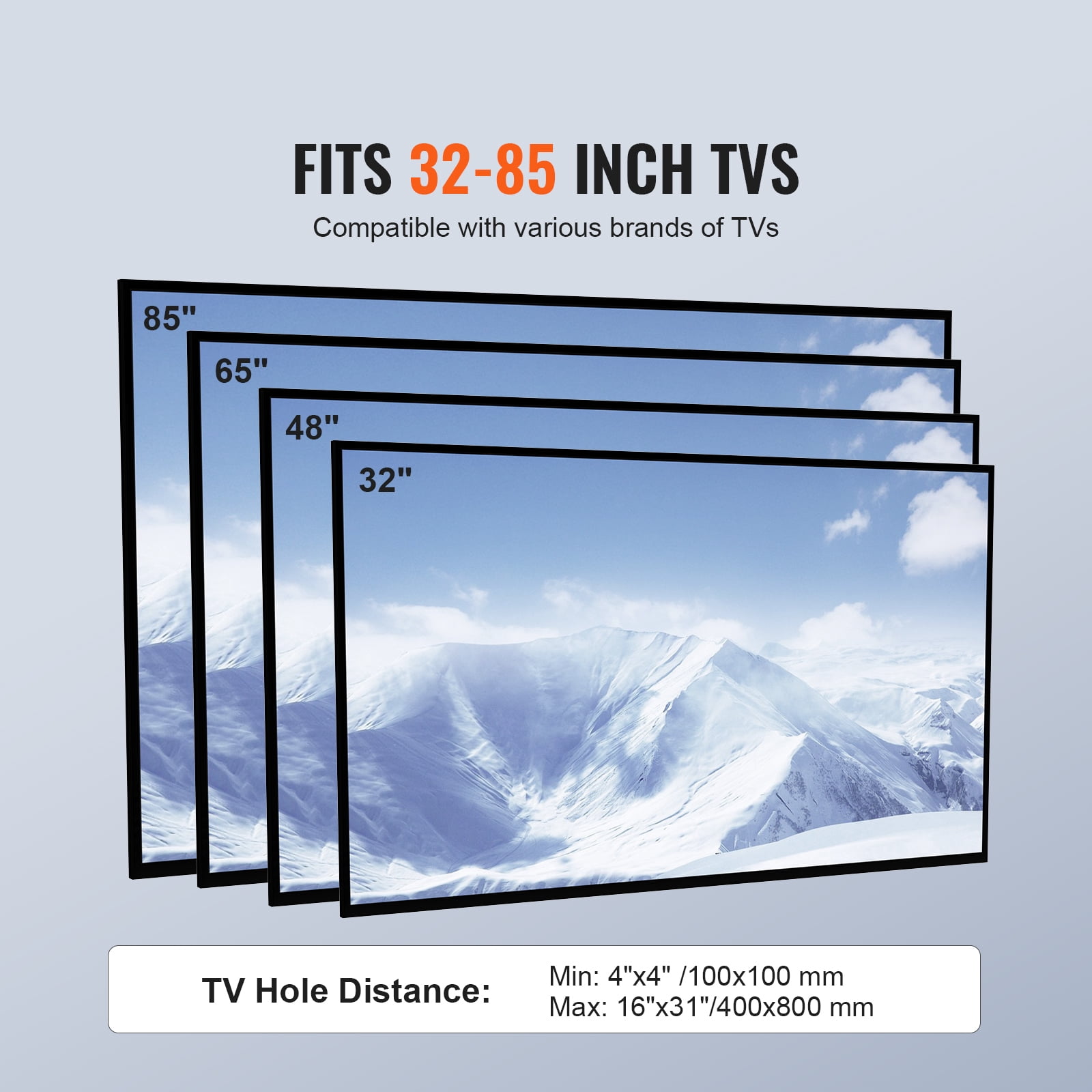 KFFKFF Television Stand Mount, Rotating Elevated TV Stand suitable for 32 to 85 inch Televisions, Alterable Height Mobile Floor TV Stand with Hardened Glass Base for Bedroom, Living Area