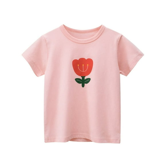 Kiijoy Infant Girls Graphic T Shirt Short Sleeved Crewneck T-Shirt Casual Loose Tshirt