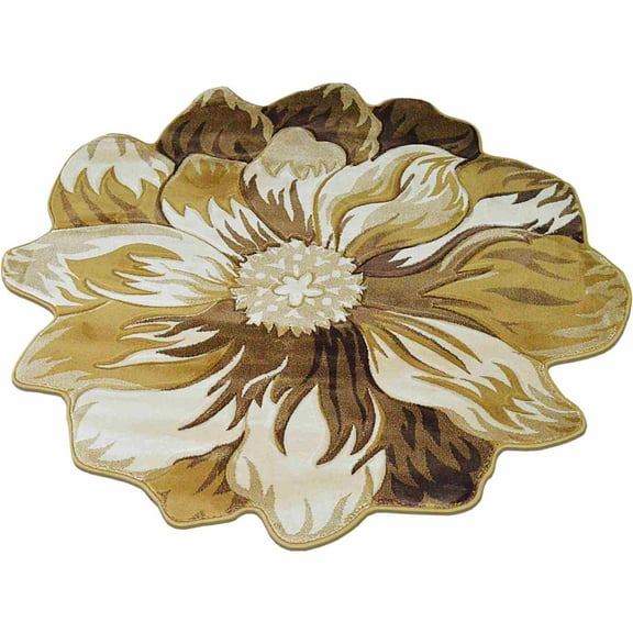 Flowers Rug Design 305 - 2'6"x2'6" Round, Beige