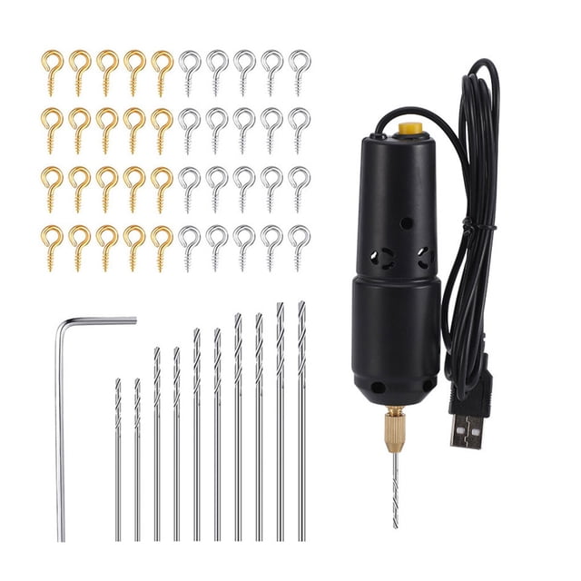 Taladro eléctrico USB Eigraketly negro kit de taladro para joyería