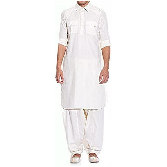 Royal Men's Cotton Pathani Suit (ROYAL_176_White_Small)