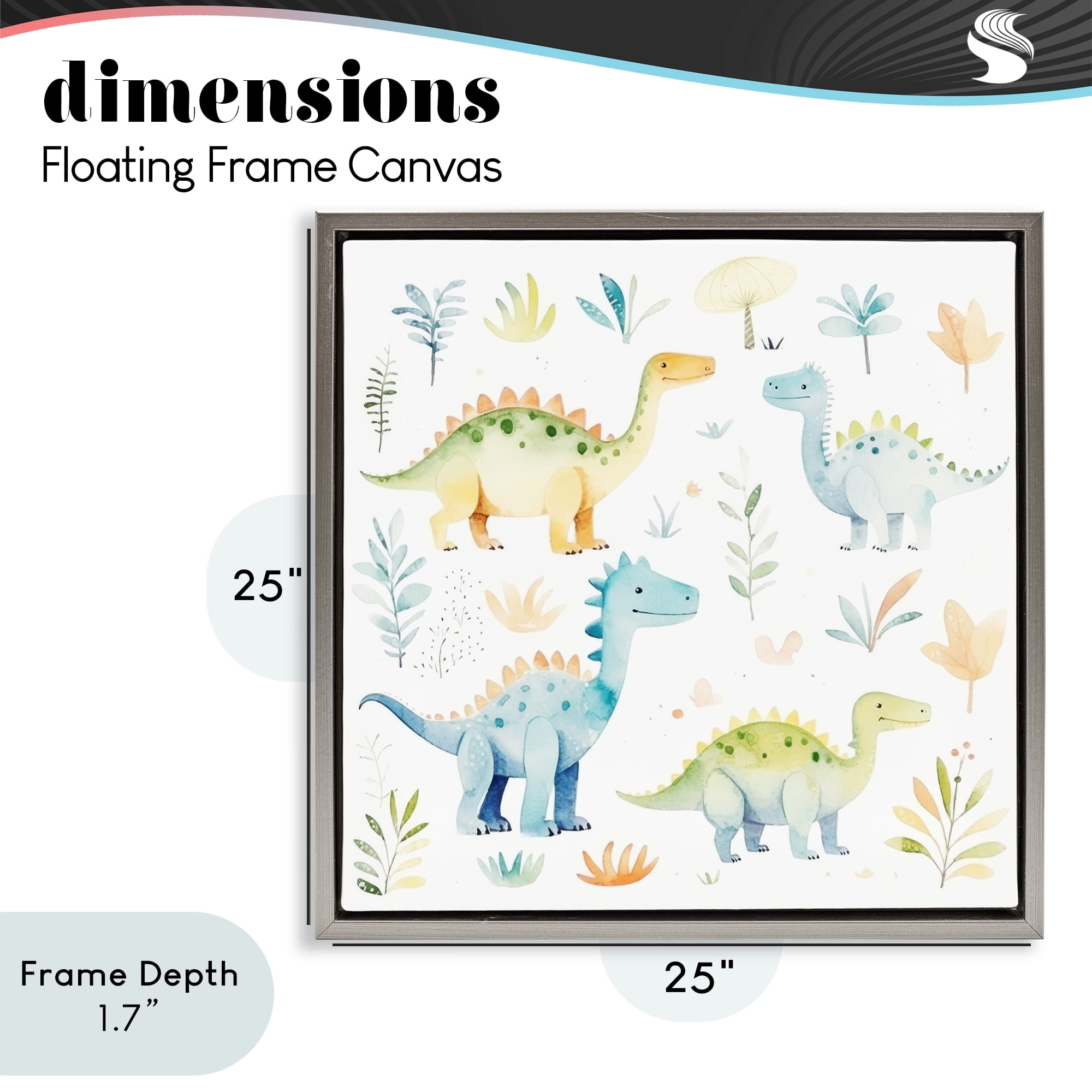 Stupell Industries Different Dinosaur Wonders Gray Framed Floater Canvas Wall Art, design by Lazar Studio
