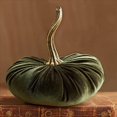 thumbnail image 2 of 2X Calabazas de Terciopelo Grandes para Decorar, Calabazas de Cosecha Artificial Hechas Una Mano, Decoración del Hogar de Acción de Gracias de Halloween de Otoño (Verde), 2 of 2