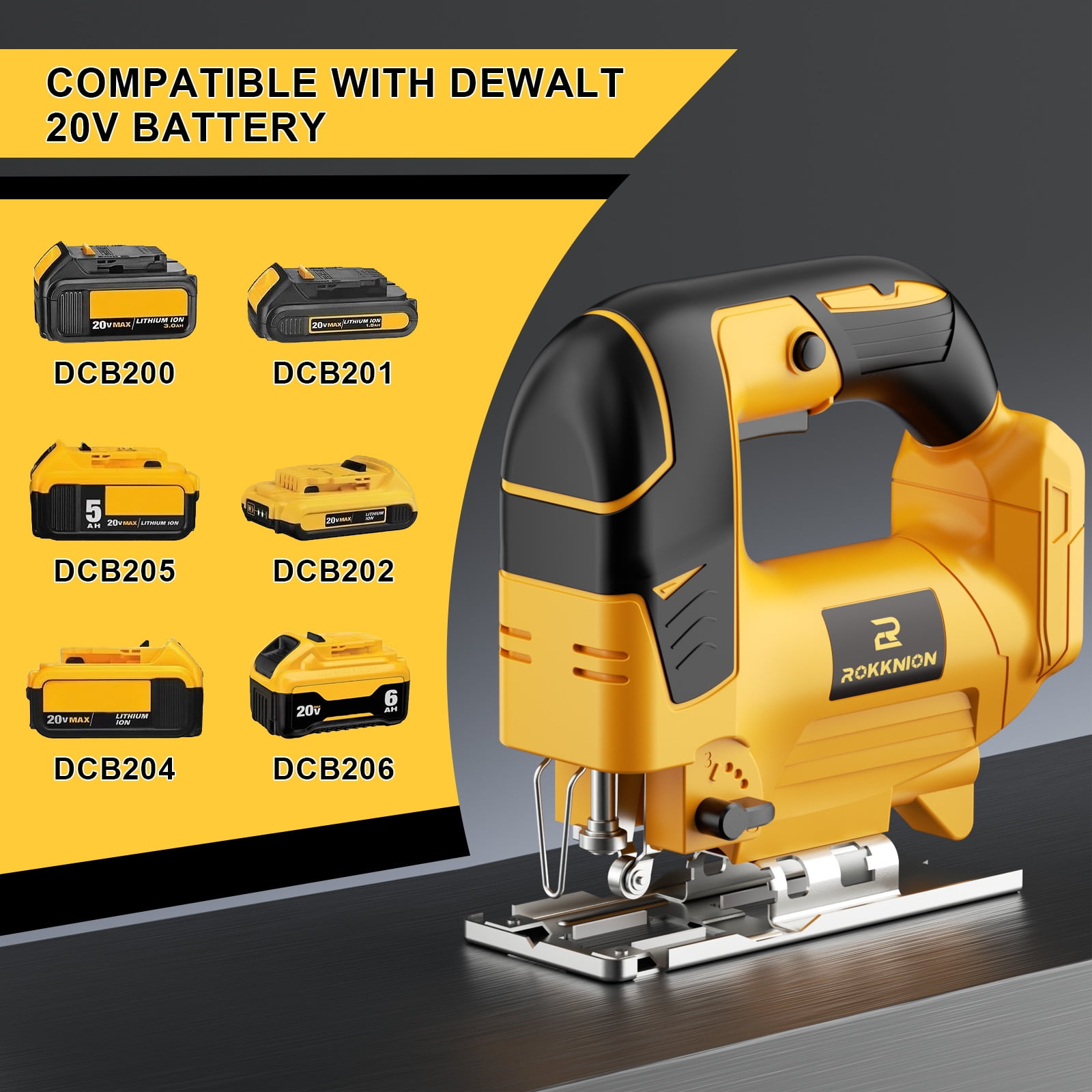 Dufuls Cordless Jig Saw Compatible Brushless Jig Saw with 10pcs Blades 4 Orbital Sets for Wood (Battery Not Included, Power Tool and T-Shaped Wood Cutting Blade Only)