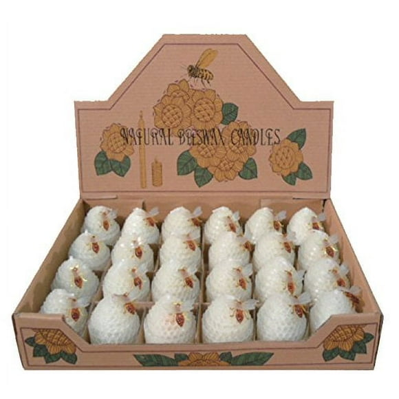 Green Pastures Wholesale Small Beehive Beeswax White Candles, Set of 24