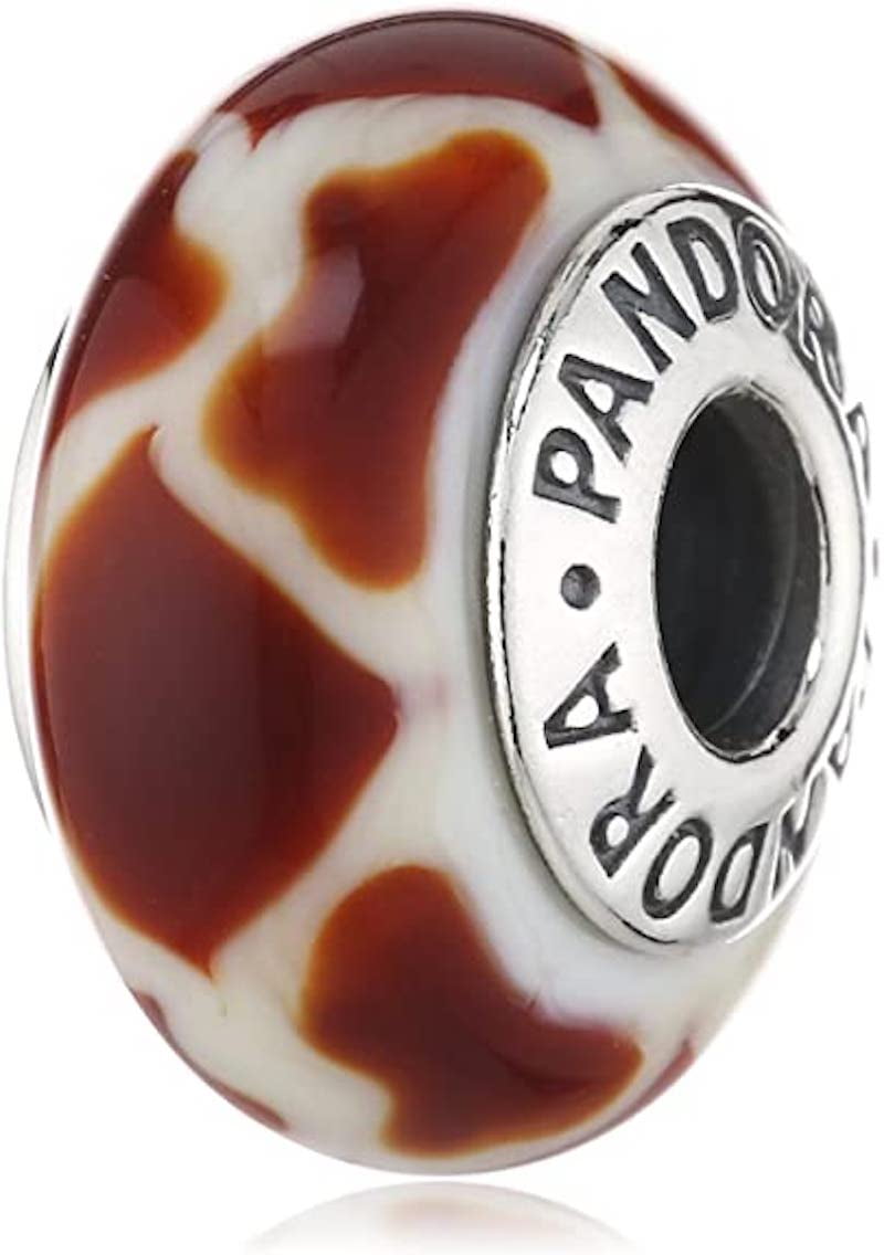 PANDORA South African Giraffe Animal Print Murano Glass Bead Charm Sterling Retired - -