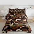 thumbnail image 2 of Feelyou Camouflage Camo Full Size Comforter Sets, Brown Abstract Ombre Bedding Sets, 3pcs, 2 of 8