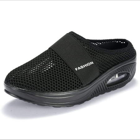 

Gomelly Women s Air Cushion Slippers Slip On Flat Mesh Trainers Backless Shoes