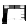 thumbnail image 6 of Harper & Bright Designs Twin Floor Bunk Bed with Slide, Twin Over Twin Metal Bunk Bed Frame with Ladder and Guardrail for Boys Girls, Black, 6 of 15