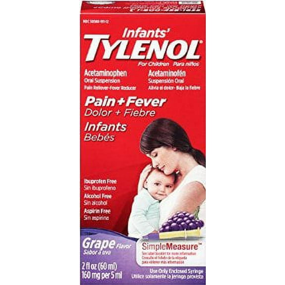 36 PACKS : Infants' Tylenol Pain Reliever-Fever Reducer, Oral Suspension, Grape Flavor 2 Fluid Ounce