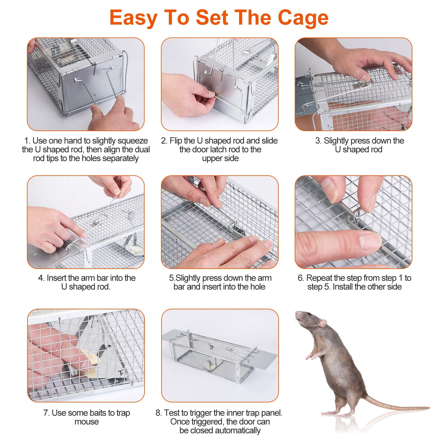 Humane Rat Trap, iMounTEK Rodent Trap for Indoor and Outdoor Small Animal  Catch and Release Live Cage with Detachable L Shaped Rod 