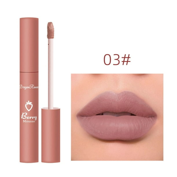 Brillo de labios mate de fresa, tinte de larga duración, resistente al agua, hidratante, pigmento de lápiz labial Nude, maquillaje, cosméticos para mujer, esmalte de labios Gao Jinjia LED
