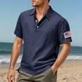 thumbnail image 2 of Krdevn Men's Summer Trend Linen Short Sleeve Shirt Embroidered Flag Shirt,3XL, 2 of 8