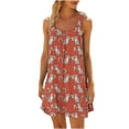 thumbnail image 3 of VBTAPA Sundresses for Women Tropical Print Sleeveless Pleated Mini Dress Hawaiian Beach Vacation Dresses Prime Sales Multicolor L, 3 of 7