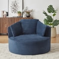 thumbnail image 4 of MAYEERTY Compressible Corduroy Round Lounge Sofa, Modern Couch with Spring Cushion for Apartment, 49*45*35"Blue, 4 of 8